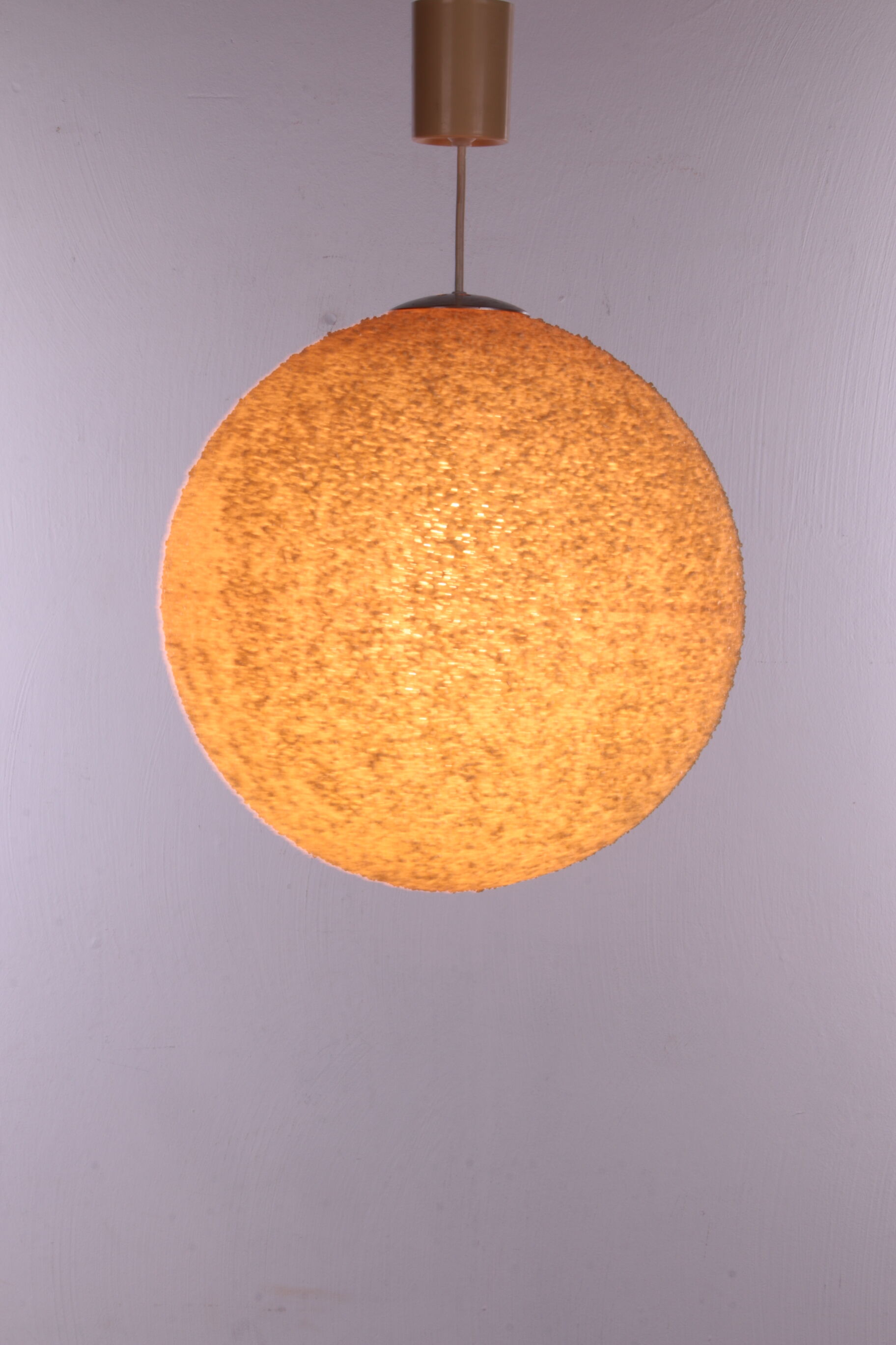 Vintage Cream Sugar Ball Hanging Lamp 1960s