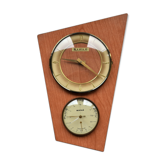 Horloge formica baromètre thermomètre Kiplé française 1960s