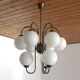 Large Mid Century Chandelier / Vintage Copper Gooseneck Pendant Light / Space Age / Yugoslavia 80's