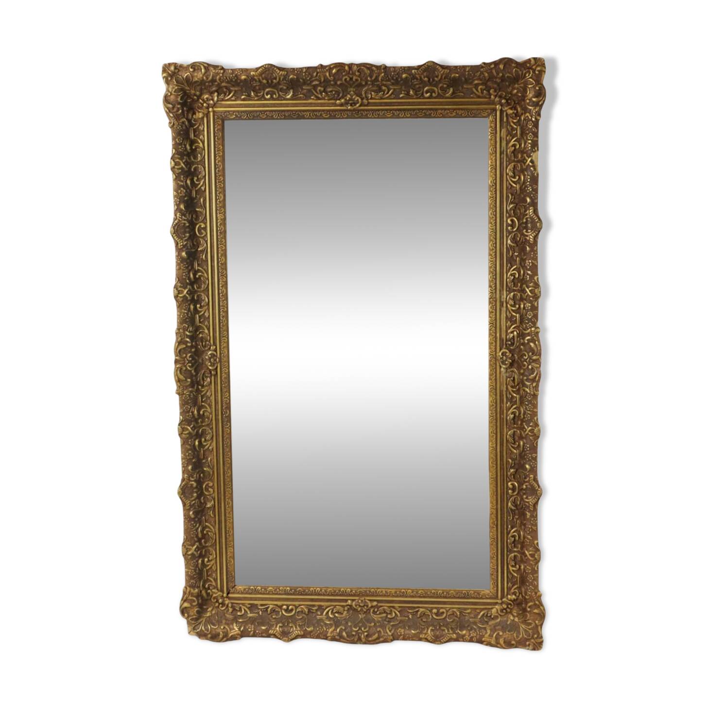 Large Gold Baroque Style Mirror Gilded Frame Acanthus Flowers 110cm