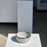 Small white glazed ceramic bowl black edges
