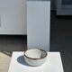 Small white glazed ceramic bowl black edges
