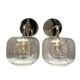 Pair of vintage smoked glass wall lights
