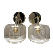 Pair of vintage smoked glass wall lights