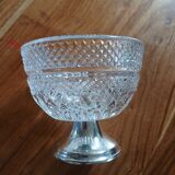 Antique glass and metal sugar bowl