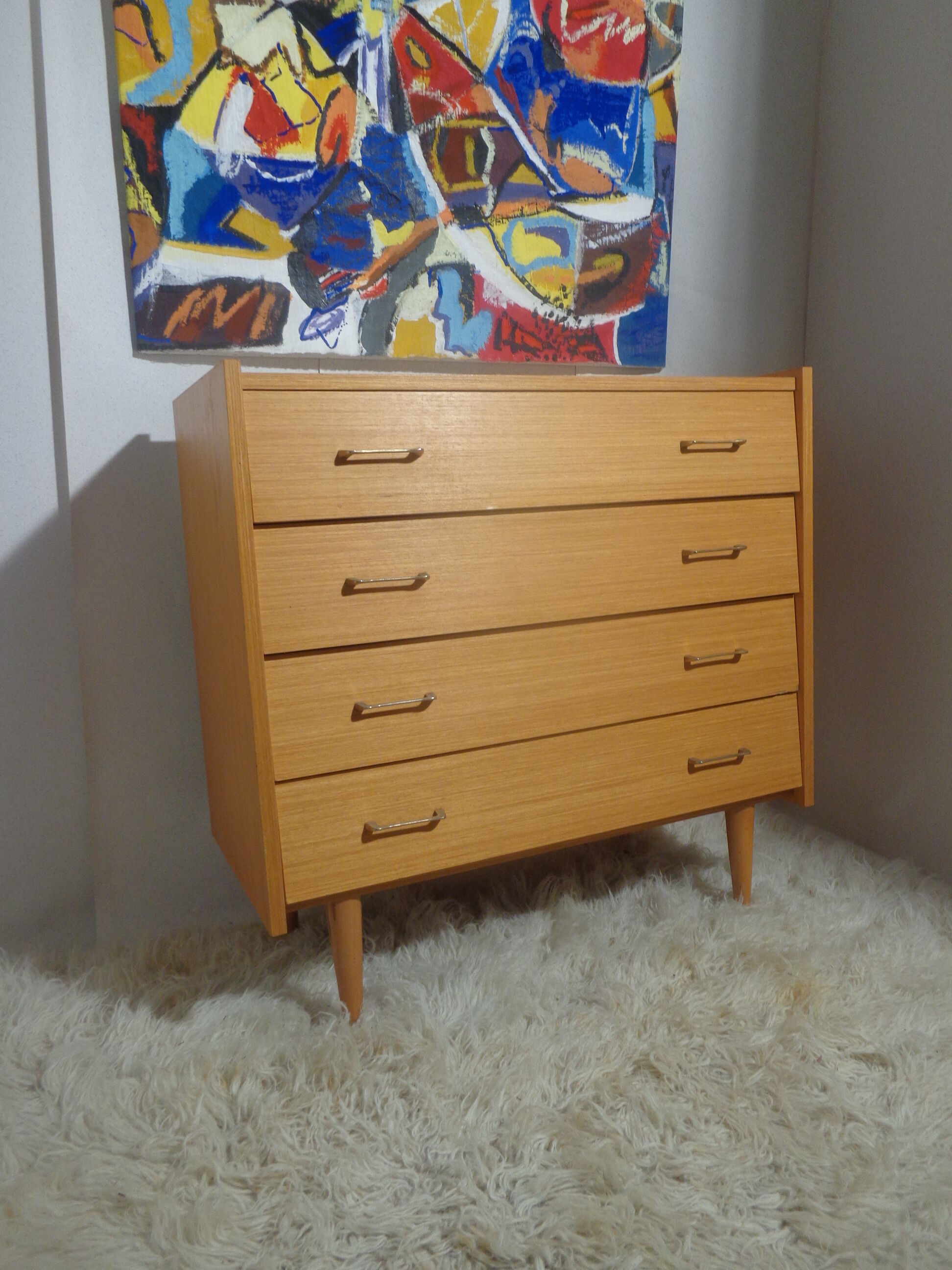 Chest of drawers vintage from the 60s in light wood