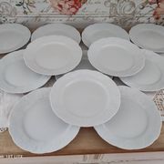 Set of 12 dessert plates in white porcelain marli in relief Wild Ivy