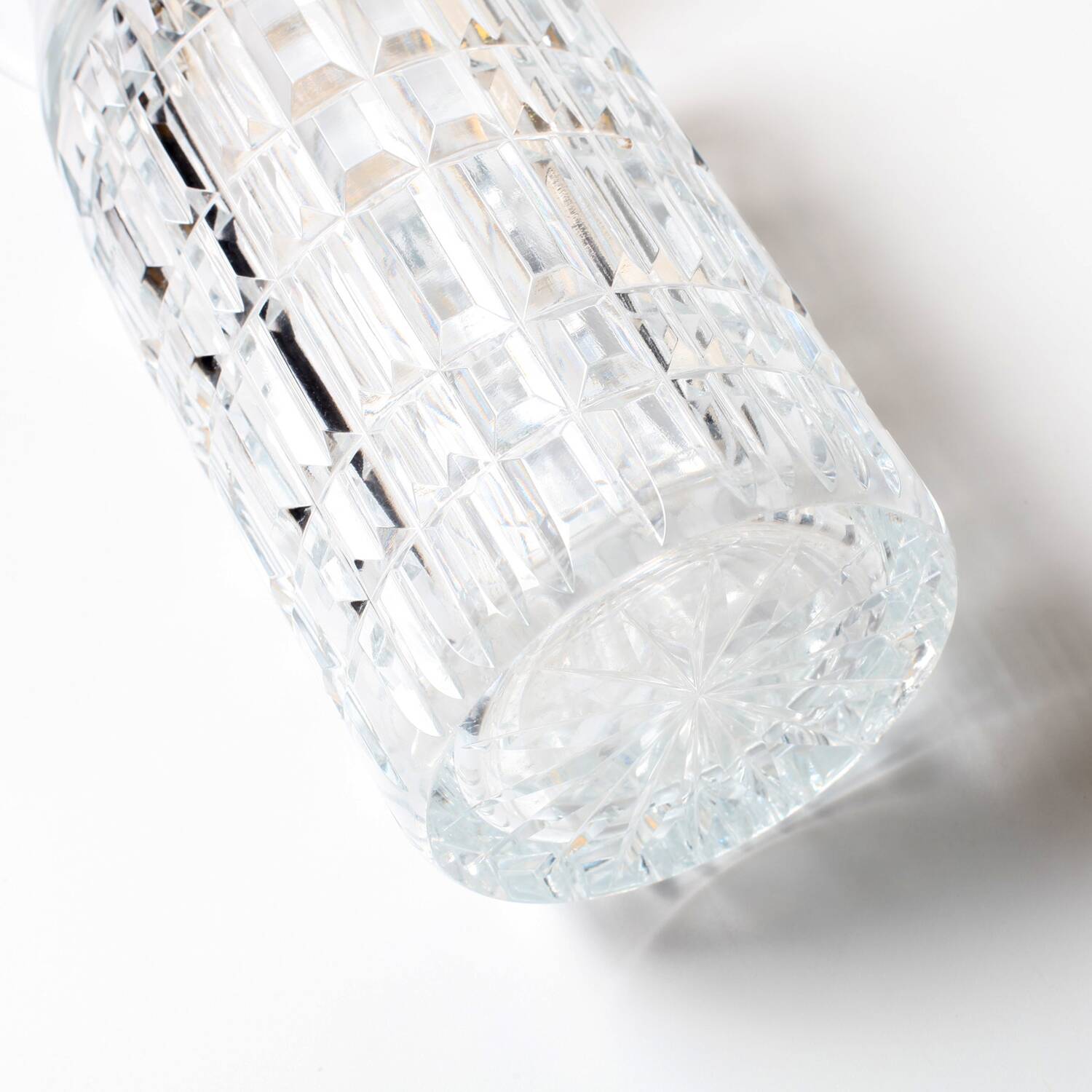 Mid-century Large Vase / Vintage Tall and Solid Clear Crystal Vase / 1960s