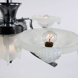 Lustre art déco en chrome et verre opalescent