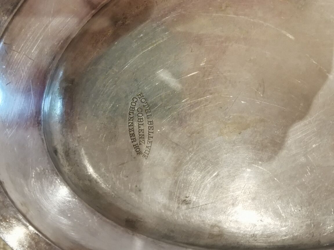 2 silver metal trays hotel bellevue