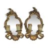 Pair of appliques in gilded bronze and Louis XV style mirror
