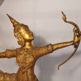 Statue en bronze doré du prince rama - art ethnique asie - haut. 55 cm