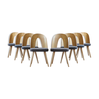 Ensemble de 8 chaises de salle à manger du milieu du siècle par A.Šuman, rembourrage personnalisable disponible