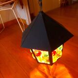 Pendant light, stained glass vestibule lantern