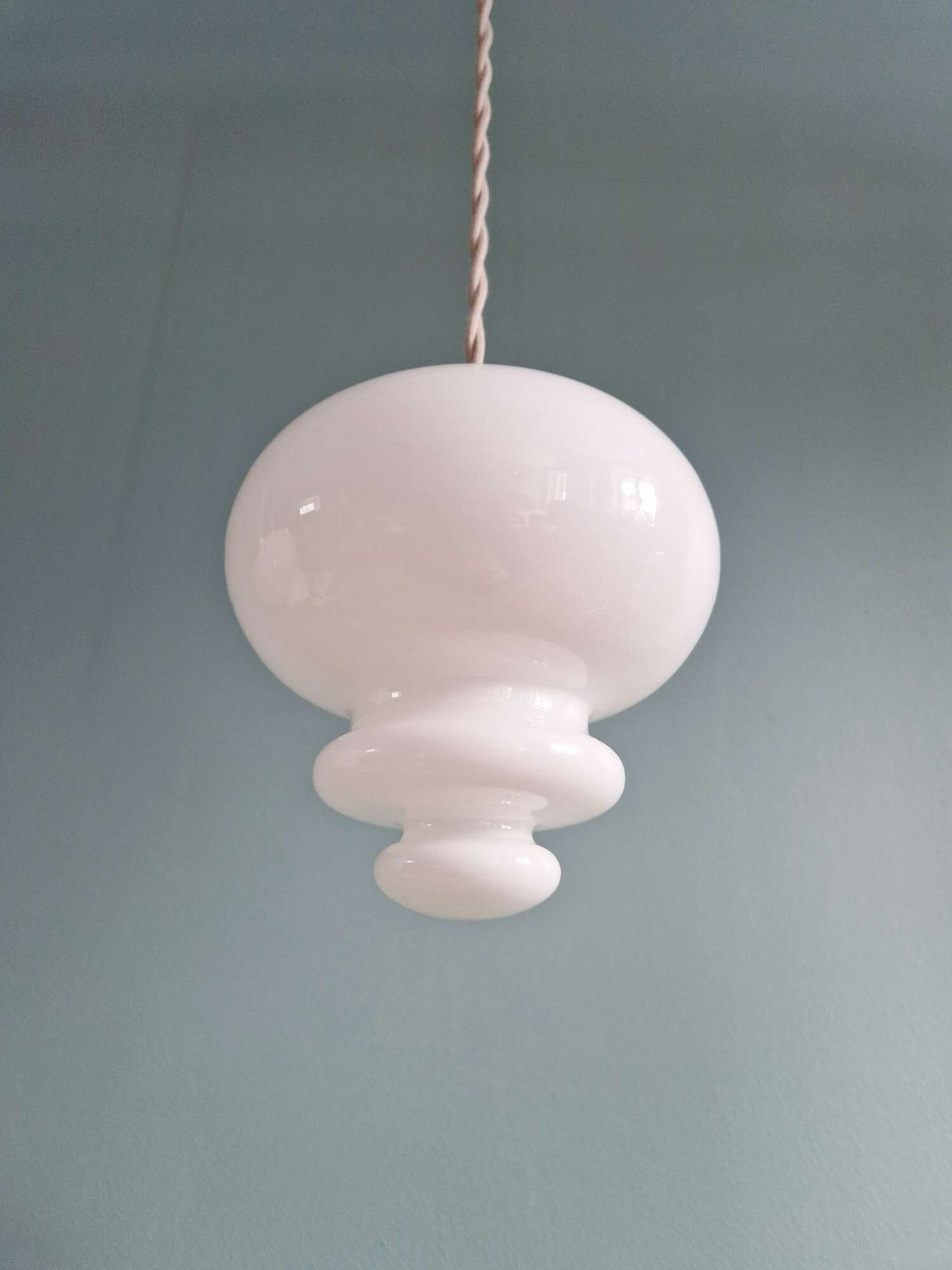 Scandinavian trio of suspensions in white opaline, 1960s