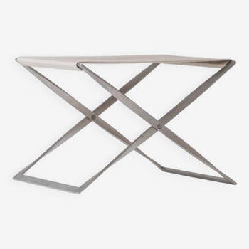 Iconic pk91 folding stool designed by poul kjærholm and manufactured by fritz hansen, denmark 1982.