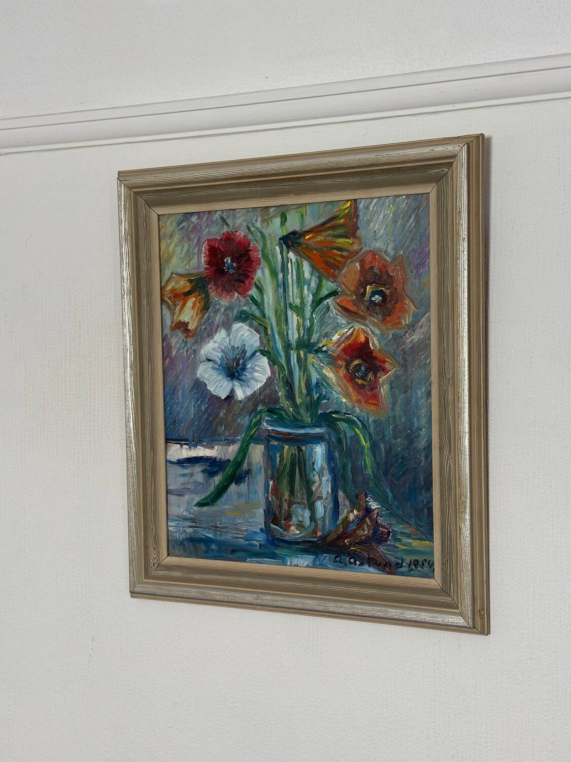 Swedish Oil on Panel – “Flower Still Life” by A. Åslund – Dated 1954