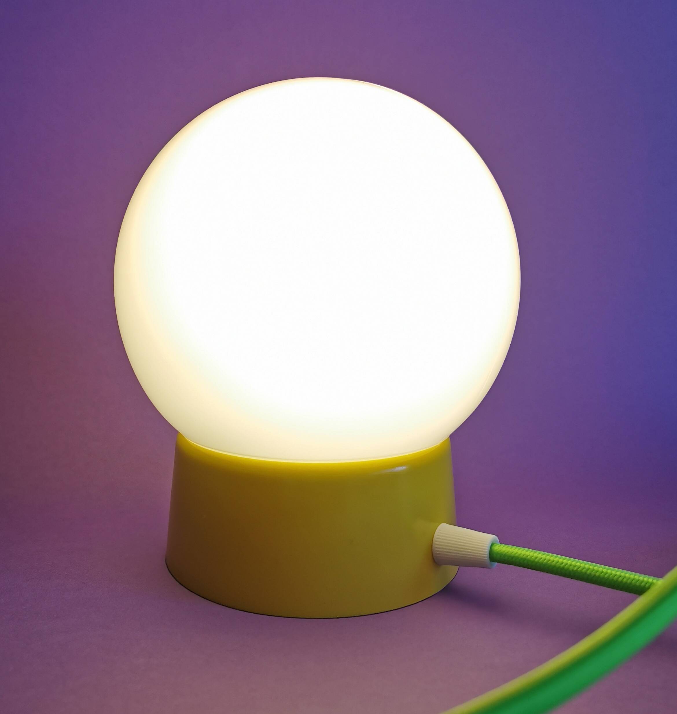 Vintage white opaline living room bedside desk lamp "Yellow"