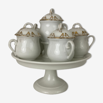 Cream service in golden porcelain of paris old XIX napoleon III