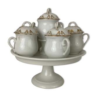 Cream service in golden porcelain of paris old XIX napoleon III