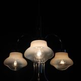 1960s Chrome Plated Chandelier with Murano Glass,  Italy