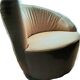 Paire de fauteuils pivotants cuir jaune accottoirs asymétriques ca 80