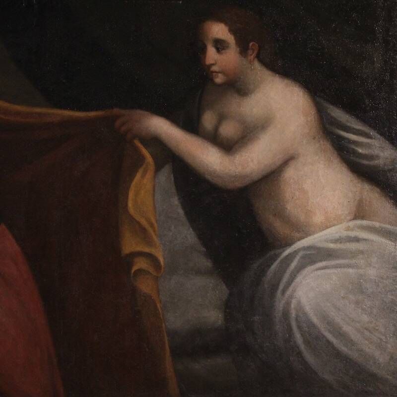 Peinture italienne antique, Joseph et la femme de Potiphar, du 17ème siècle