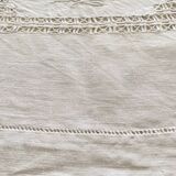 Antique tablecloth, English embroidery and "CD" monogram - 120x75 cm - Linen