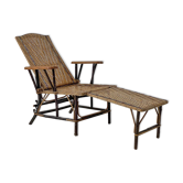 Vintage wicker chaise longue 50's