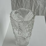 Glass vase with stylized flower pattern