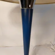 Vintage blue and chrome ocean liner lamp, double lighting, Collins 70s style.