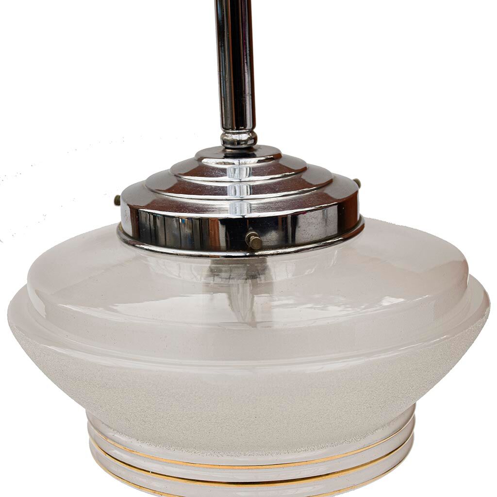 Hanging lamp round ball in vintage art deco gold frosted glass