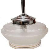 Hanging lamp round ball in vintage art deco gold frosted glass