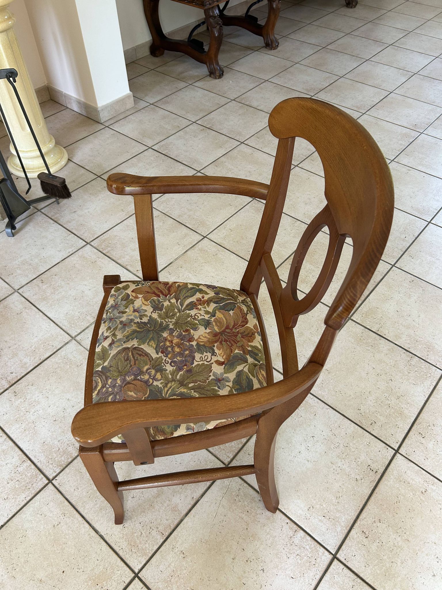 Pair of bridge armchairs in solid cherry wood