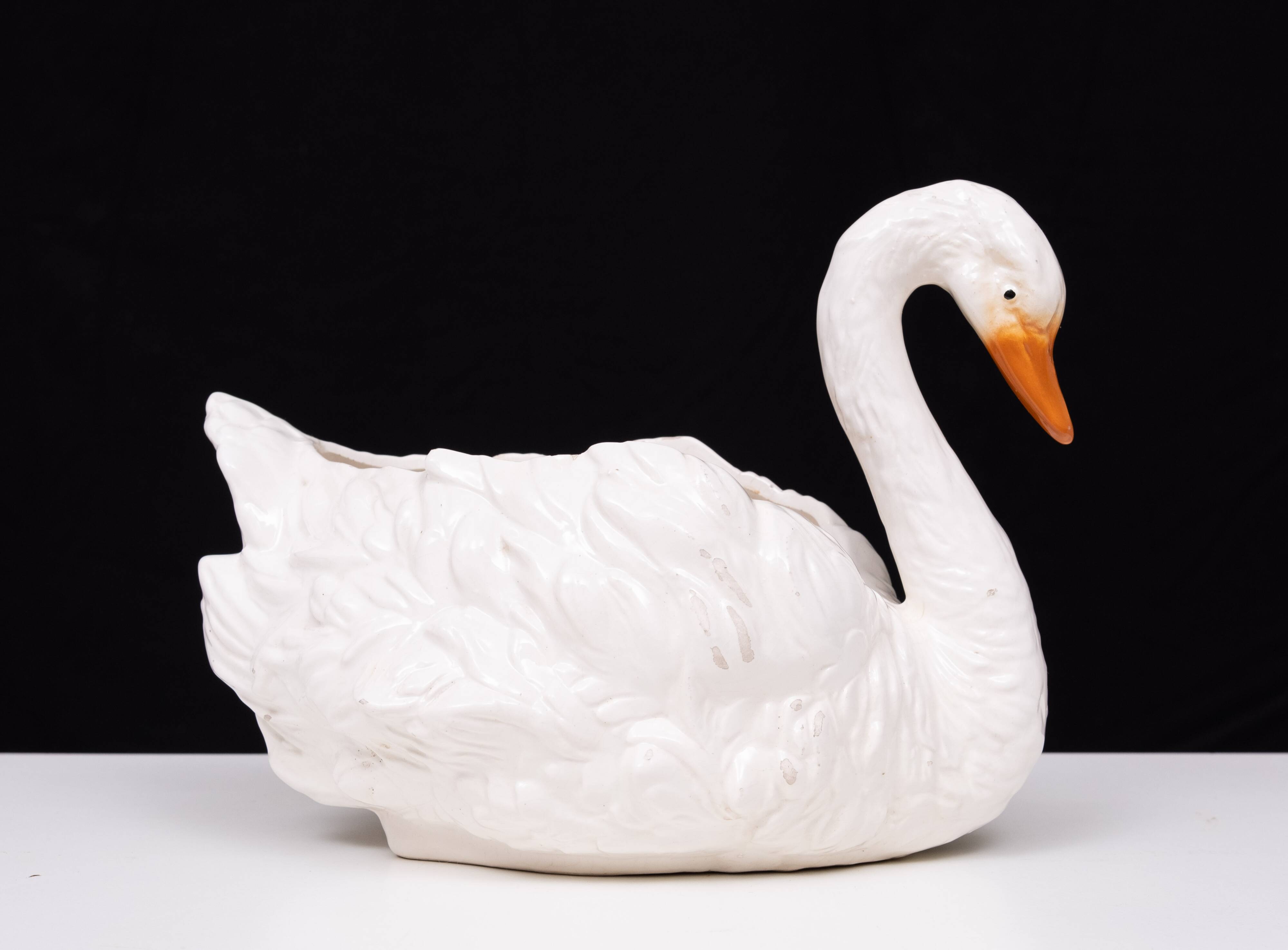 Antique Capodimonte Ceramic Swan jardiniere 1880