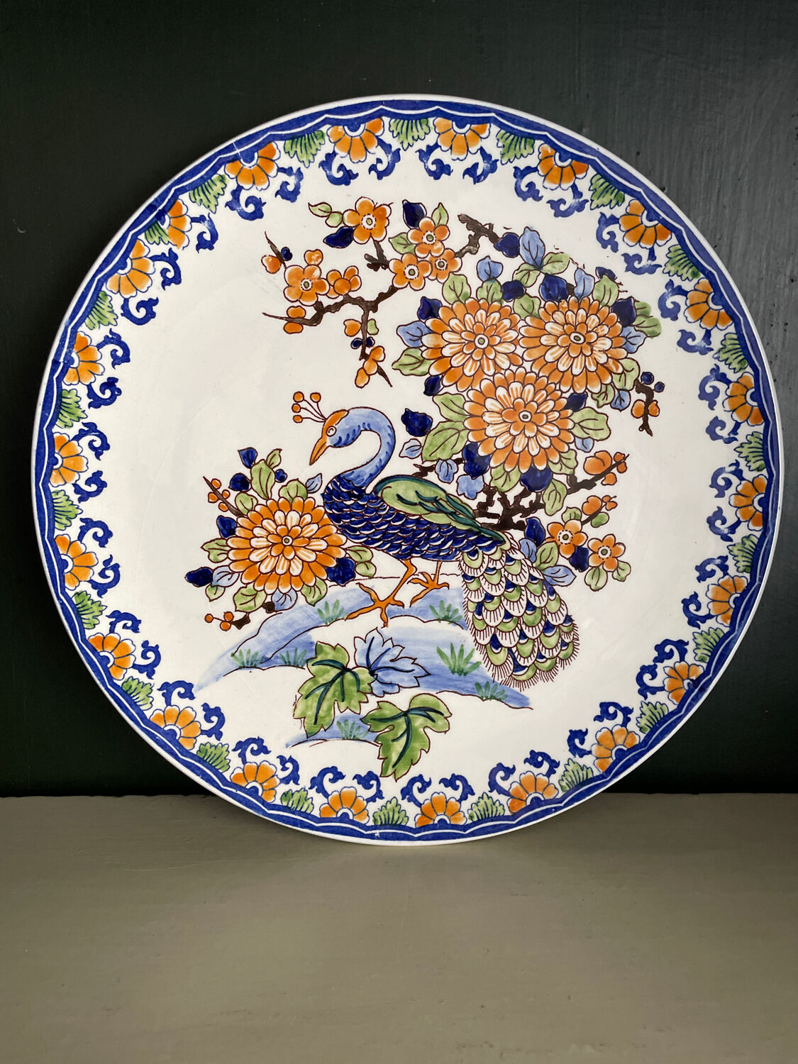 Gien plate peacock decoration
