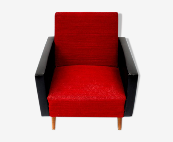 Fauteuil en skaï et velours