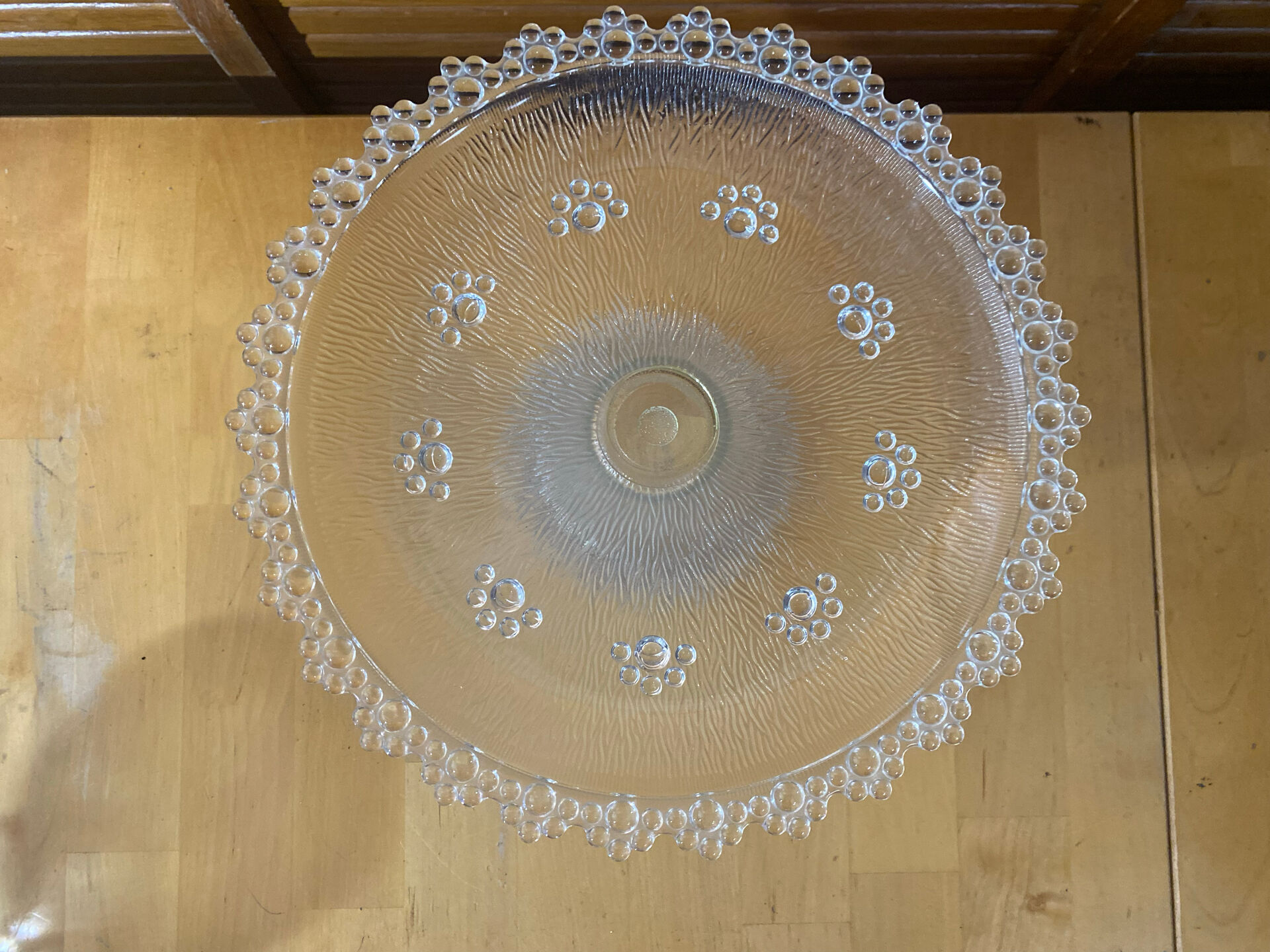 Masserini barocco cake dish cut glass moulded bead row vintage