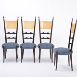 Set of four Italian Mid-Century Modern High Back dining chairs by Aldo Tura