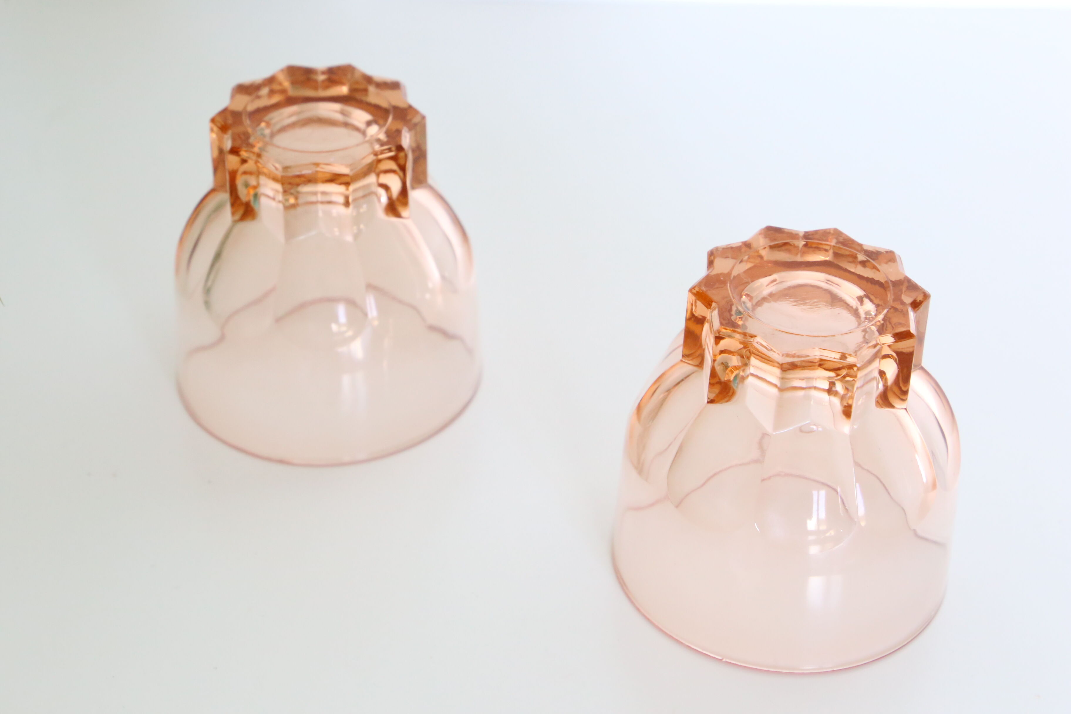 Duo of pink water glasses, 1950