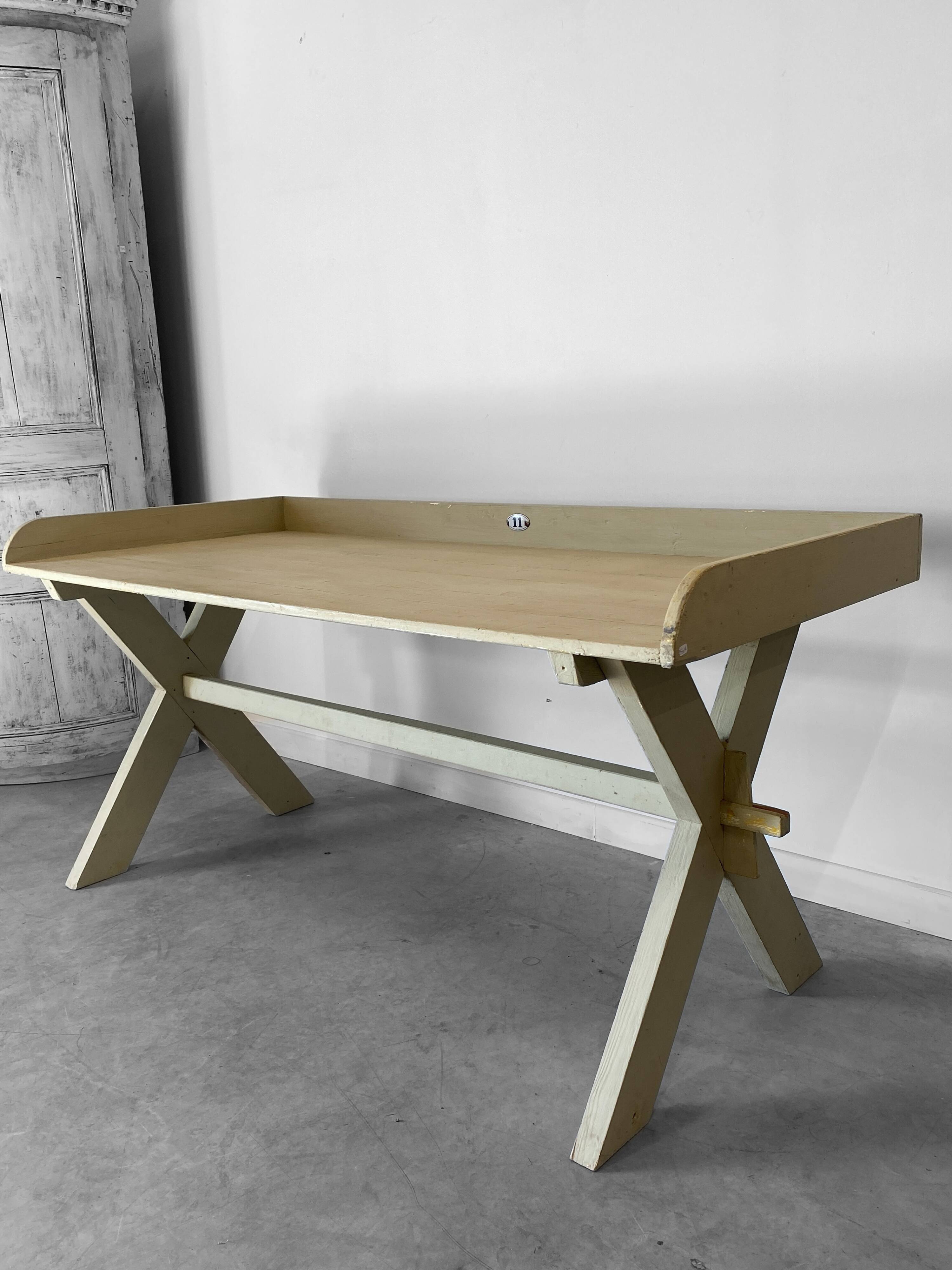 XXL vintage desk with water green patina