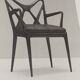 Set of Six Walnut Dining Chairs with Orange Fabric in the Style of Parisi