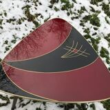 Tripod tripod triangular tray table in vintage glass 50/60s