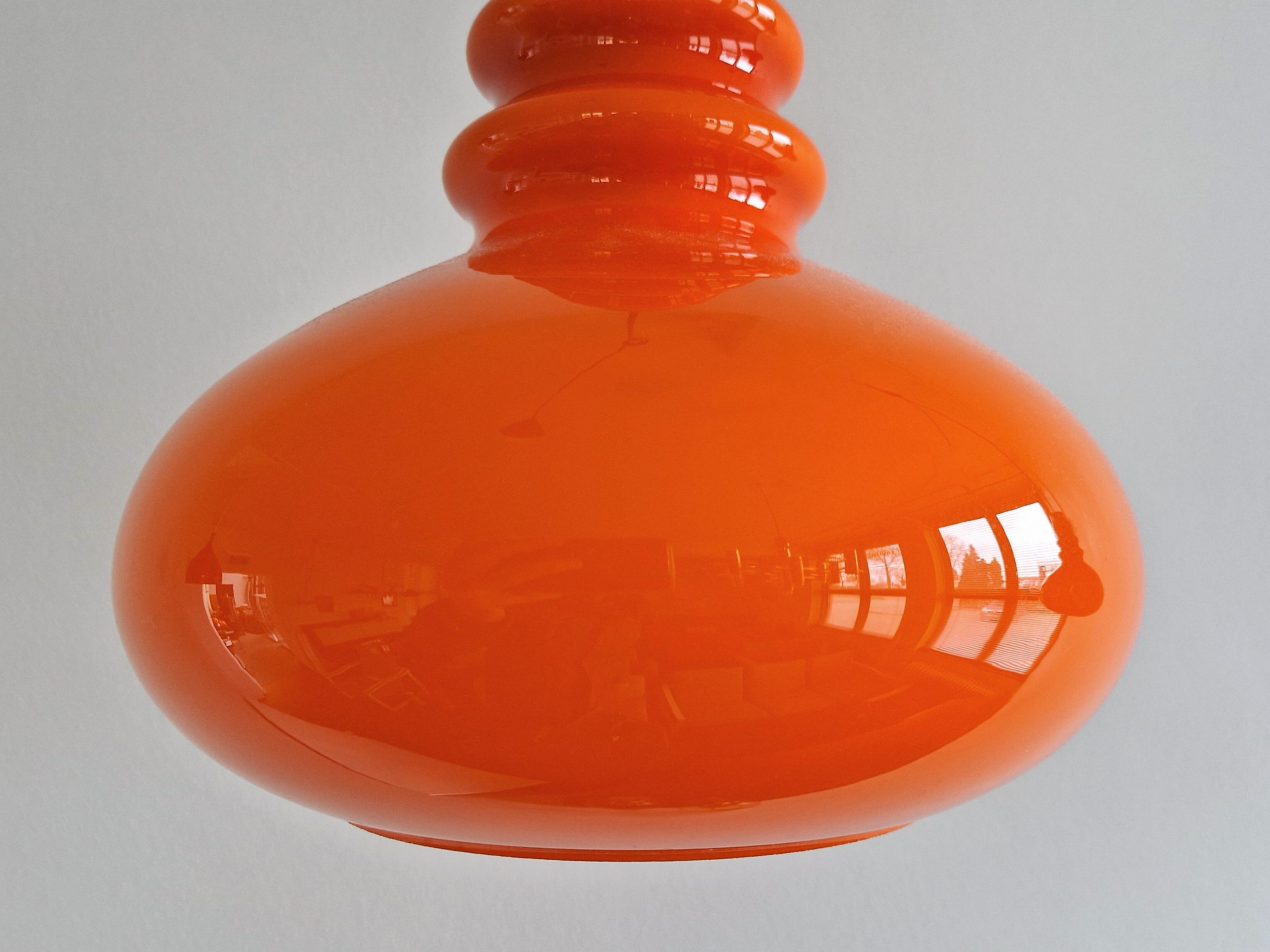 German Orange Glass Pendant Lamp by Peill & Putzler, 1960s