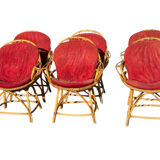 Set of 6 rattan armchairs from the 1960s, France.