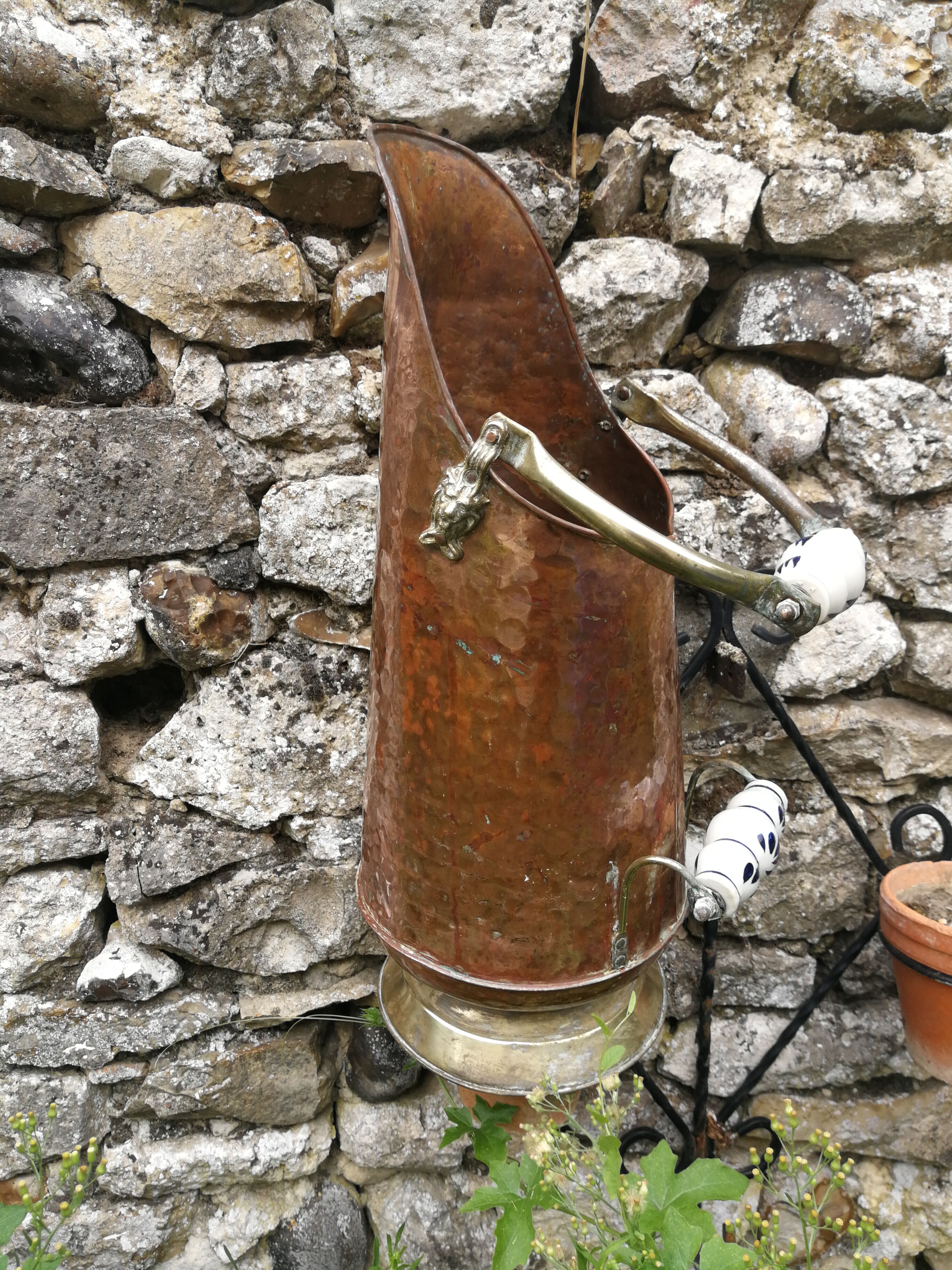 Copper and brass bucket