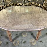 Garden furniture in rattan table and 4 armchairs
