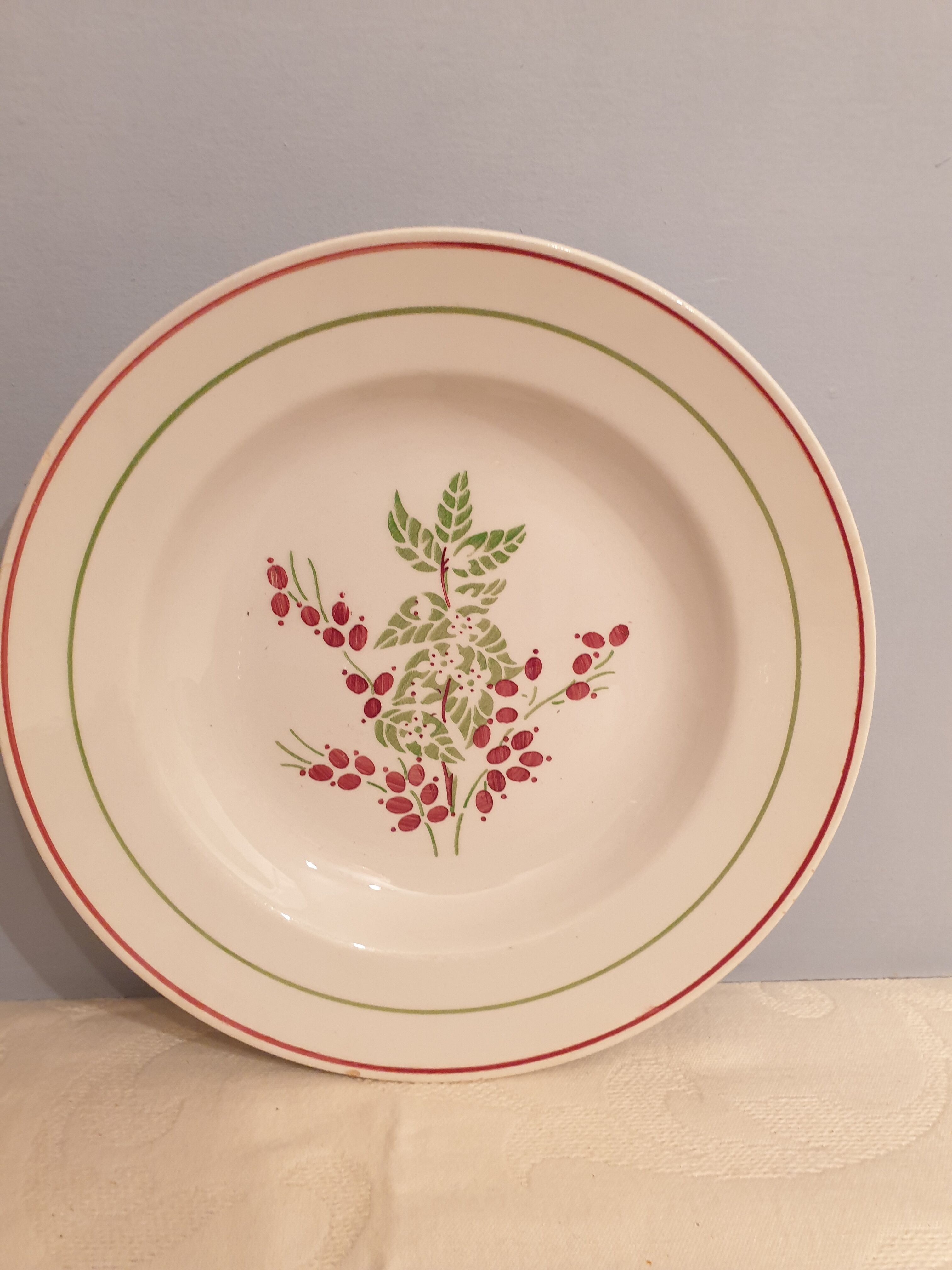 Assorted 4 plates in red and green tones