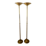 Two Lucien Gau floor lamps in bronze