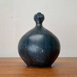 Vintage German brutalist studio pottery vase carafe by Gerhard Liebenthron, 1980.